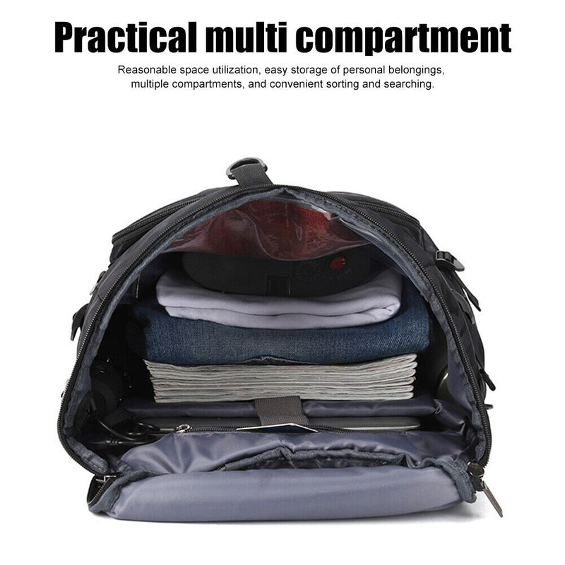 #A Men Fitness Backpack USB Charging Port Zipper Pocket Outdoor Carrying Rucksac