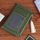 Multi-slot Wallet Mini Lady Leather Coin Purse Solid Color Zipper Purse Card