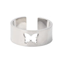 Men Women Wedding Jewelry Butterfly Couple Ring Stainless Steel Lover Open Rings