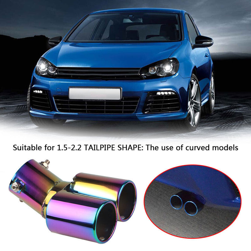 Car Bolt-on Dual Exhaust Tip Straight Cut Bent Tailpipe Tip 2.5 inch ID Inlet
