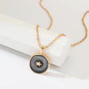 Simple Stars Moon Necklace for Women Girl Round Pendant Neck Chain Jewelry Gift