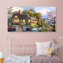 DIY Full Round Diamond Painting Garden Cottage Picture Rhinestone Handwork