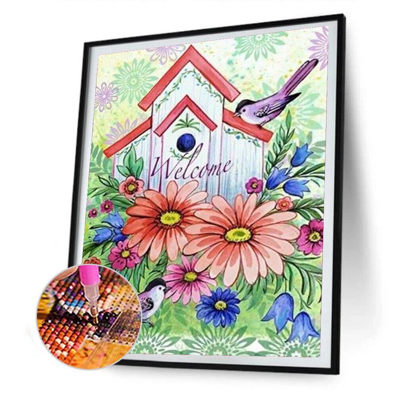 DIY Diamond Painting Bird House Full Round Drill Mosaic Art Picture Decor