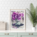 Full Drawing Diamond Drill Painting Round DIY Purple Rose 5D Home Decoration Kit