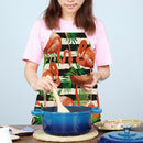 Kitchen Linen Apron Stripe Flamingo Print Home Cooking Baking Bib Oil-Proof Tool