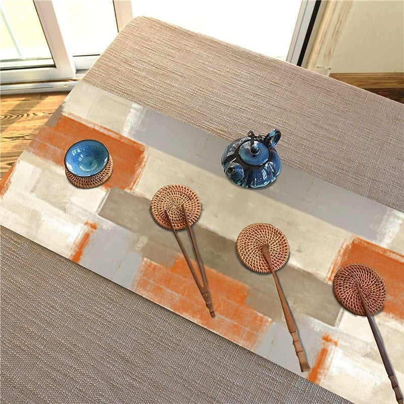 Style Table Runner Burlap Linen Abstract Paint Art Table Dresser Runner