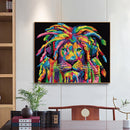 DIY Paint By Number Kit Frameless Colorful Lion Animals Handpainted Canvas Decor