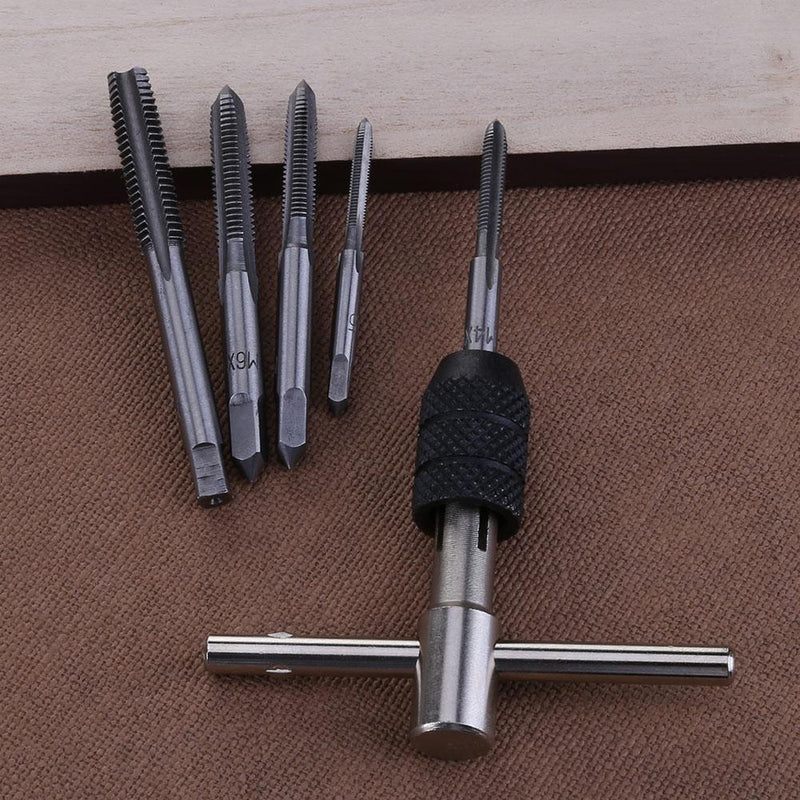 6pcs T-type Machine Screw Thread Tap Wrench M3/M4/M5/M6/M8 Tap Set DIY Tool