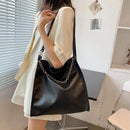 Women Fashion PU Leather Solid Color Large Capacity Tote Shoulder Shopping Bags