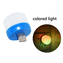 USB Plug Lamp USB Book Lamp Eye Protection Small Round Night Light (RGB)