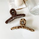 Girls Barrette Leopard Hairpins Faux Fur Hair Claws Plush Hair Clip Hairgrips