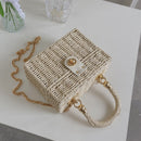 Summer Rattan Straw Shoulder Bag Women Girl Boho Basket Beach Square Box Handbag