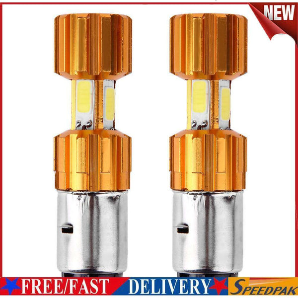 1 Pair DC 12V H6 BA20D 30W COB Motorcycle Motorbike LED Headlight Bulbs #F