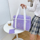 Cute Women Large Canvas Heart Patchwork Shoulder Bag Transparent Travel Handbags