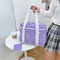 Cute Women Large Canvas Heart Patchwork Shoulder Bag Transparent Travel Handbags