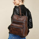 #A Unisex Backpack Waterproof Leather Large Capacity Travel Anti Theft Rucksacks