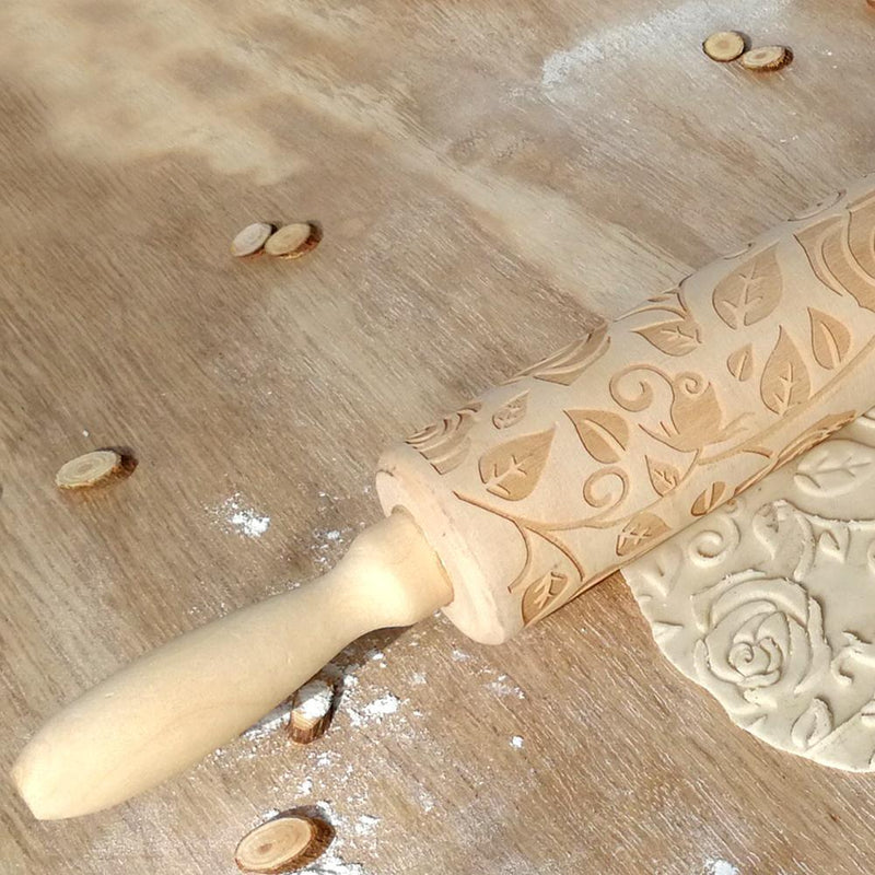 Valentine Day Letters Embossing Rolling Pin for DIY Baking Cookies (Rose)