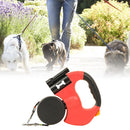 Dog Leash Dual Double Auto Retractable Tractor Rope Light Chain (Red) Newly