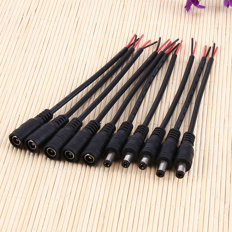5pcs 5.5*2.1mm LED Light DC Male Wire with Lock Cable Buckle Male