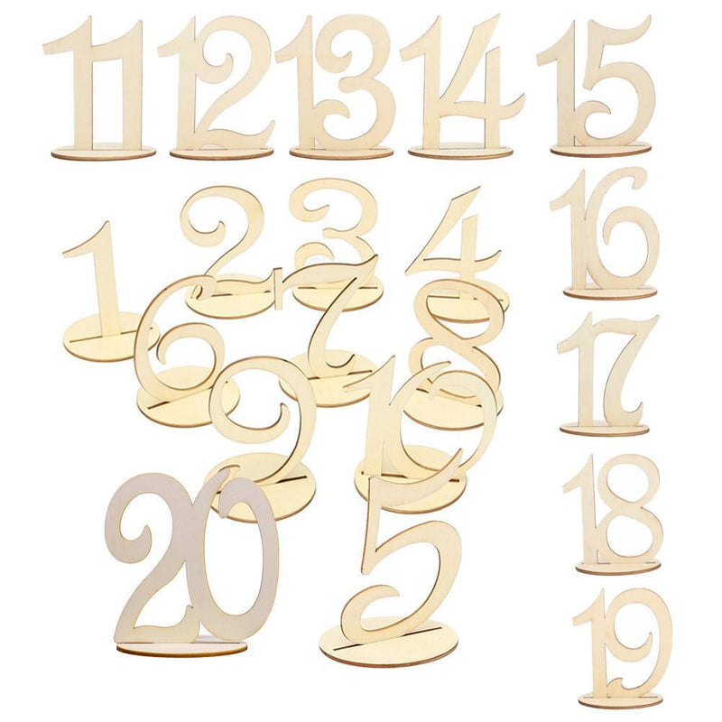 10pcs Wooden Wedding Table Number Seat Cards Ornament Craft (One to Ten)