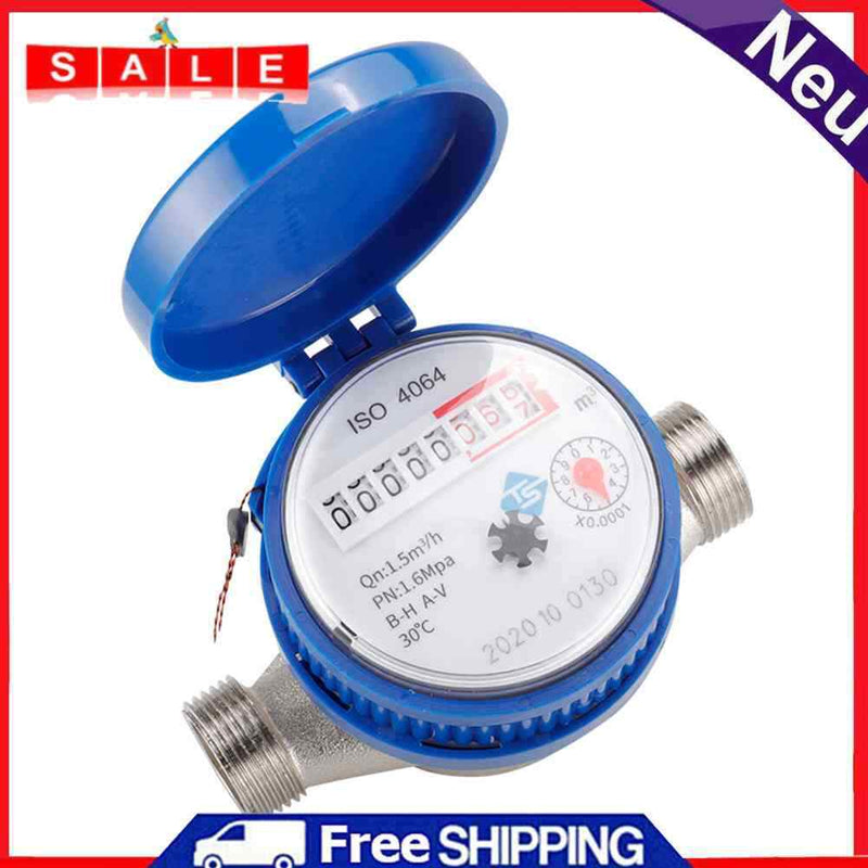 Water Meter Flow Measure Tap Cold Water Meter Home Garden Pointer Measuring Tool