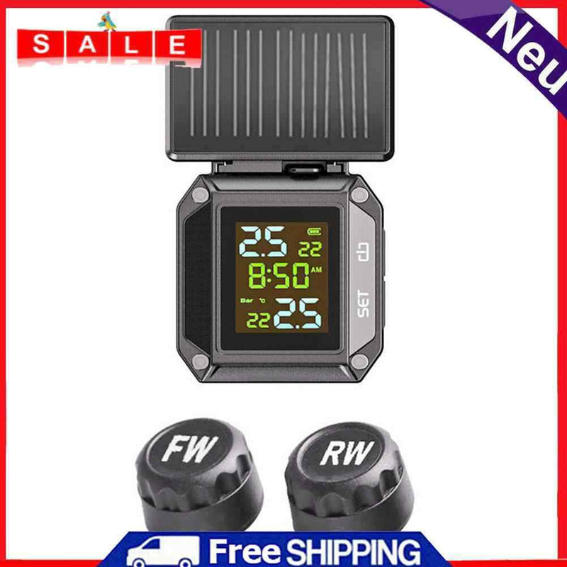 Wireless Motor Tire Pressure Monitoring Solar Waterproof Motorcycle TPMS Kit