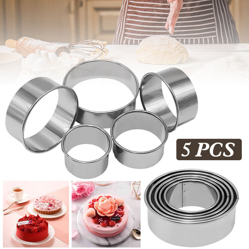 5pcs Stainless Steel Round Dumplings Cutter Shaped Dough Tool Kitchen Gadge