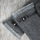Women Touch Screen Mittens Sheep Wool Winter Bowknot Glove (Gray)