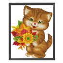 14CT Counted Cross Stitch Kits DIY Sunflower Cat Embroidery Home Needlework