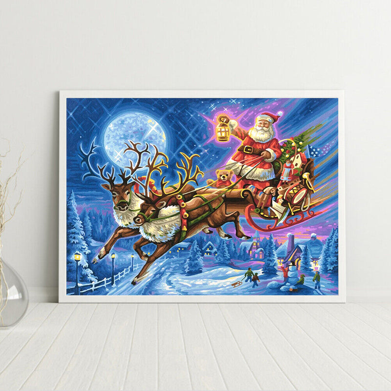 Santa Oil Paint By Numbers Kits Canvas DIY Picture Hand Painted Wall Art Cr