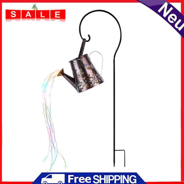 Solar Watering Can Lights Iron Hollow Art Kettle Lamp Outdoor Garden Patio Decor