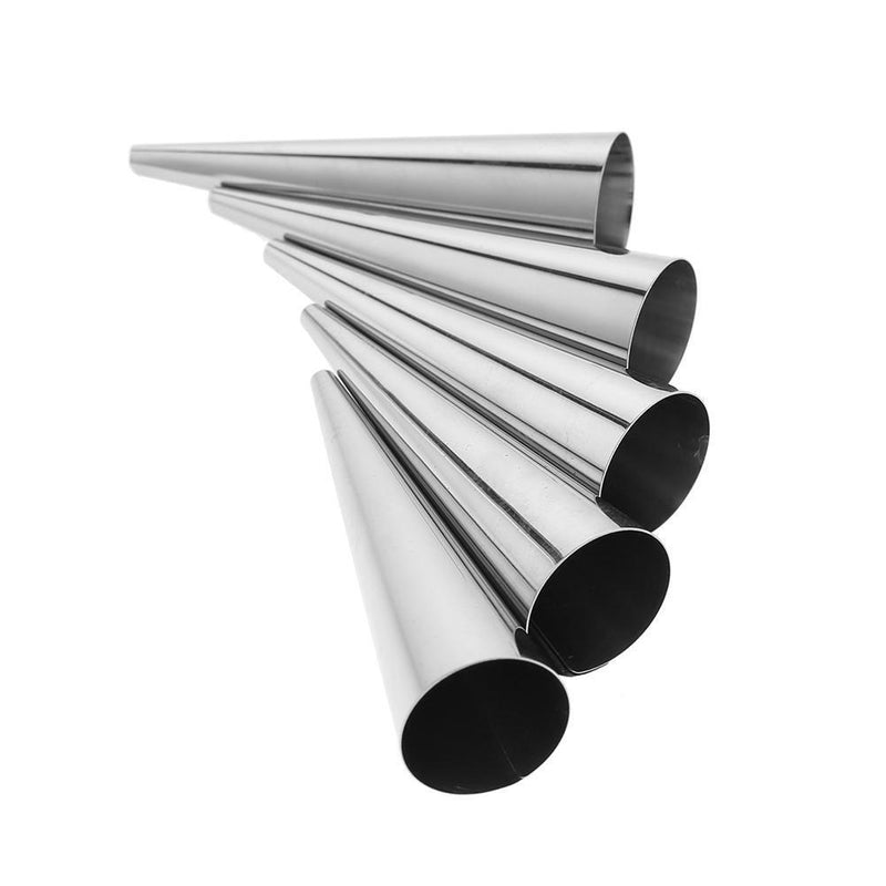 5pcs DIY Cones Stainless Steel Spiral Baked Croissants Tubes Pastry Mold(S)