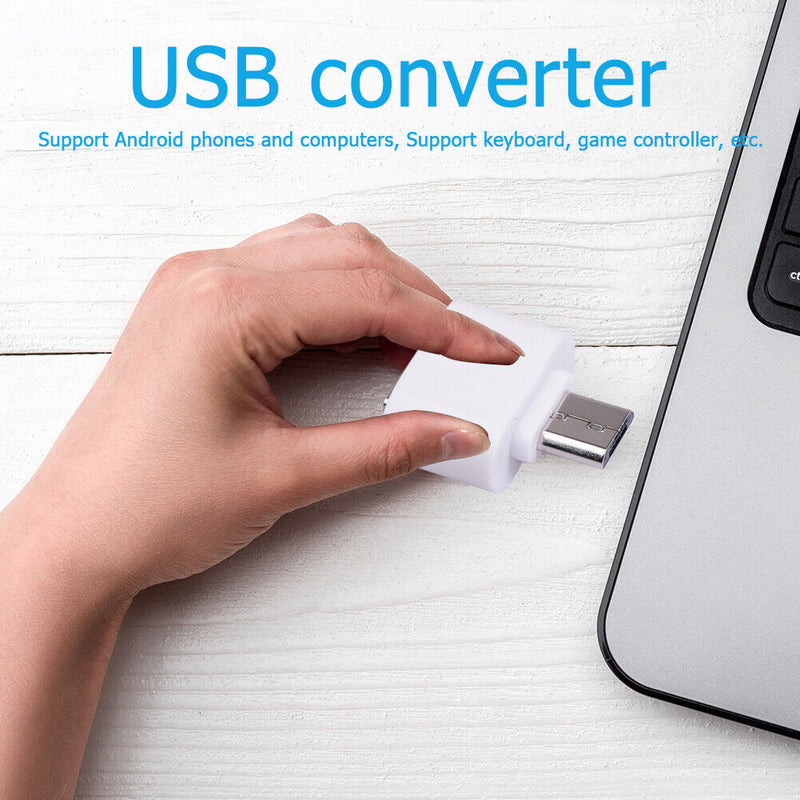 Micro USB Cable Adapter USB 2.0 to USB OTG Converter for Mouse (White 2pcs)