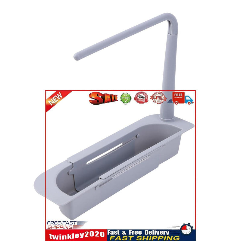 Expandable Kitchen Sink Rack Retractable Household Sink Dish Pool (Grey) Newly