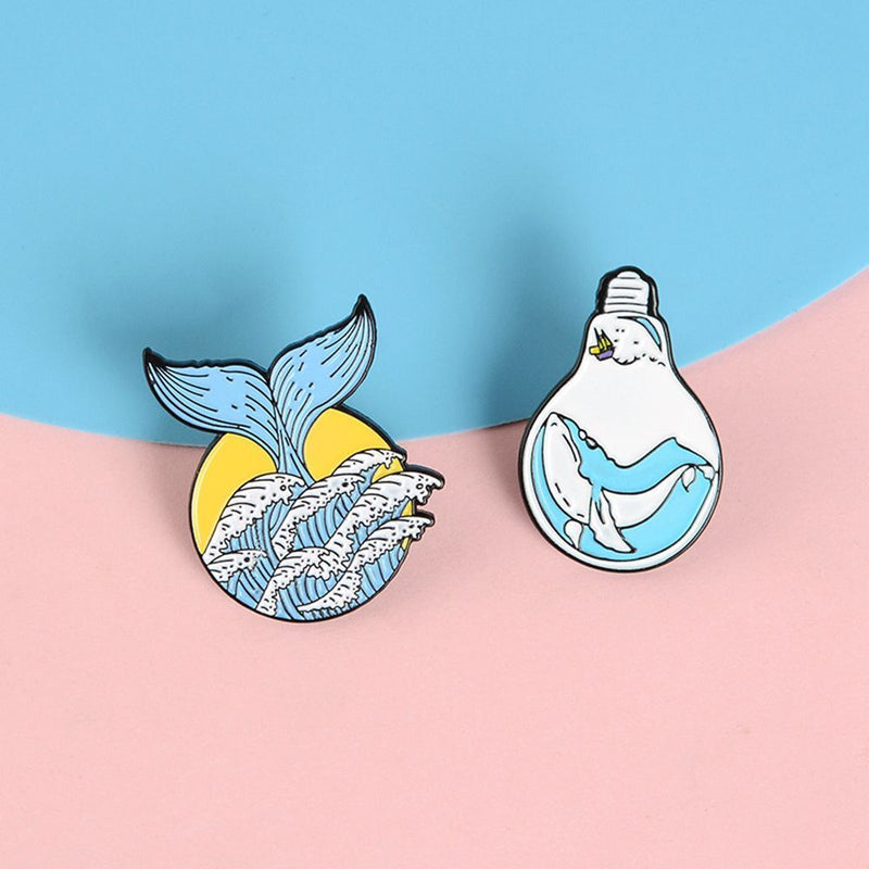 Whale Lapel Pin Corsage Collar Badge Enamel Cartoon Brooch "I Love You 3000"