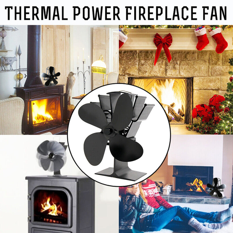 4-Blade Heat Distribution Wood Fireplace Fans Energy-Saving Thermal Stove Fan