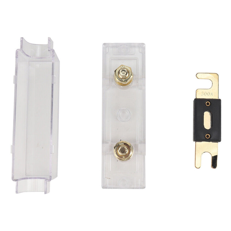 ANL Style Fuse Holder + 200A 300 Amp Fuses + Wire Lugs + Heat Shrink Tubes Kit