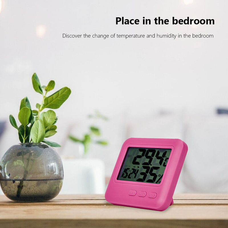Thin Digital Thermometer Hygrometer LCD Temperature Humidity Meter (Red)