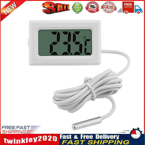 Thermometer LCD Temperature Meter Refrigerator Aquarium Monitor (White) Newly