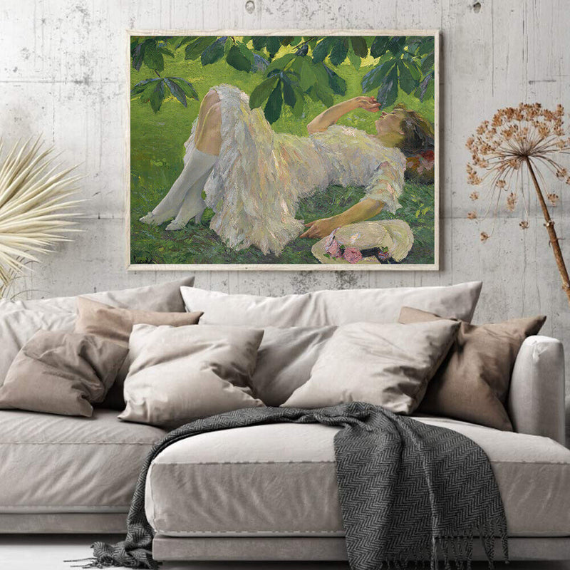 Hand Painted DIY Girl on Grass Oil Canvas Paint By Numbers Drawing Kit