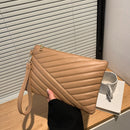 Women Fashion PU Leather Solid Color Clutch Business Female Zipper Satchel Bag