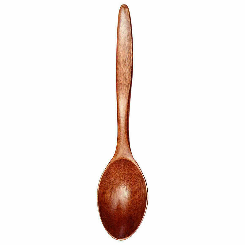 18CM HighQuality Wave Wood Spoon Flatware Kitchen Tool Stir Soup Dessert C4O7