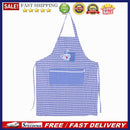 Embroidered Plaid Cotton Apron Kitchen Dining-room Clothes Apron(Blue)-1744