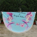 Flower Printed Beach Towel Round Tassel Ethnic Style Blanket Picnic Mat