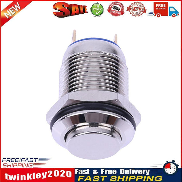 12mm Waterproof High Top Momentary Metal On/Off Push Button Switch Newly