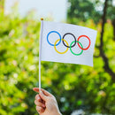 Fabric Vivid Color Hand Flag Held Flags Five Ring Pattern Olympics Style