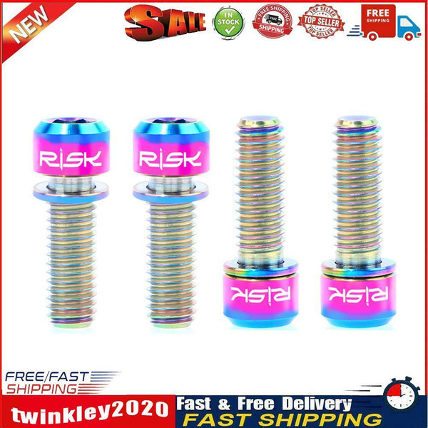 RISK 4pcs MTB Road Bike Disc Brake Clamp Crank Screws (Dazzling M6x18) Newly