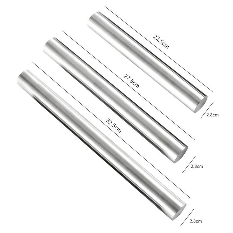 3pcs Stainless Steel Rolling Pin Non-stick Pastry Kitchen Baking Tool(L)