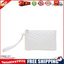 Women PU Envelope Bag Solid Color Zipper Luxury Clutch Purse Bag (White)