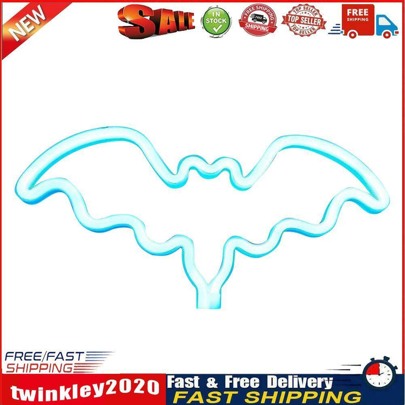LED Neon Light Sign Bat Light Blue Halloween Birthday Party Accessory Prop Newly